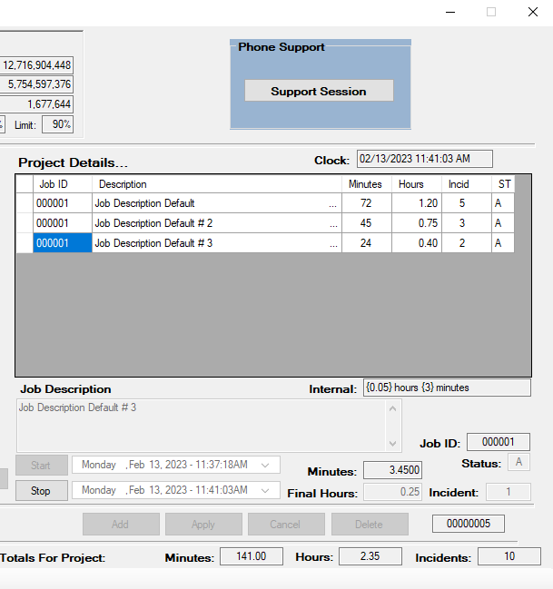 ProTimer - Right side of ProTimer Time Management System